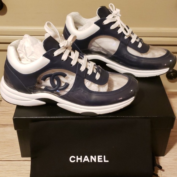 CHANEL Shoes - *SOLD* Chanel Runway Navy Trainers 39.5